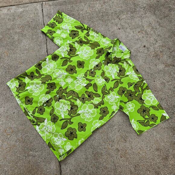 Vtg TONY'S MAN Vibrant Flowers All Over Print Skate Surf Button Up Shirt XL Fit - Picture 2 of 6